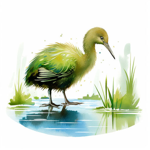 Kiwi illustration in the style of Impressionistic Art, on white background