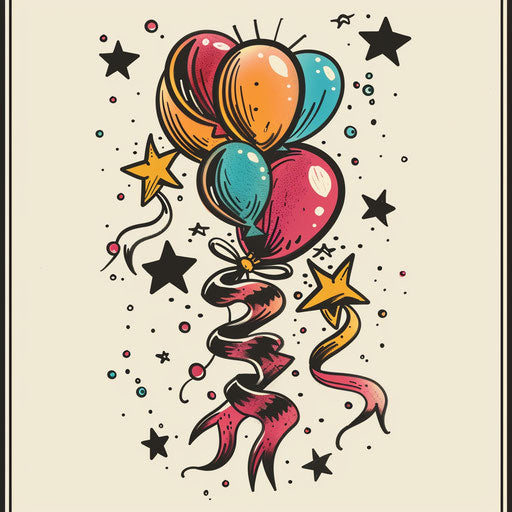 Vibrant flat tattoo sketch of a sigil for joy