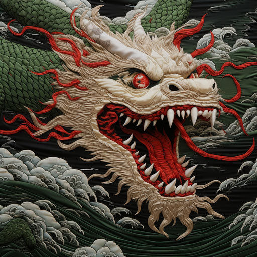 The Chinese dragon head with a red head