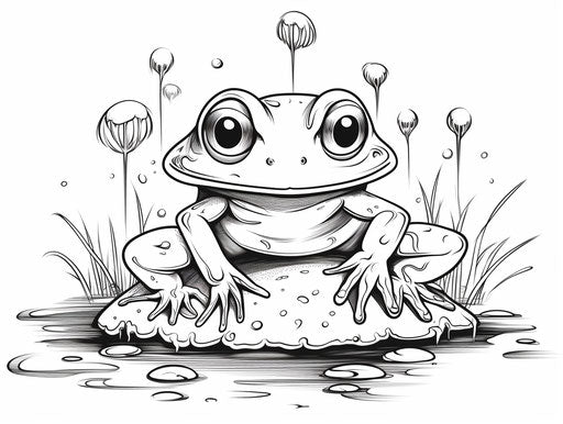 Little frog coloring pages, cartoons for kids, spiritual meditation style