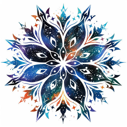 Clipart tattoo sketch of snowflake with galaxy theme