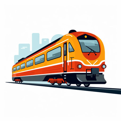 Minimalist train illustration on white background
