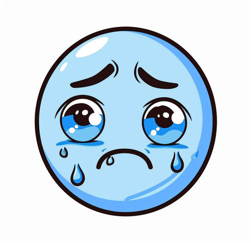 Simple cute sad emoji face on white background