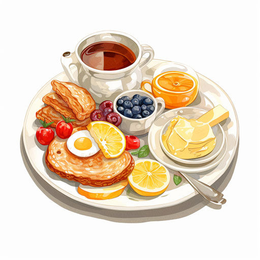 Breakfast clipart in the style of Chiaroscuro Art
