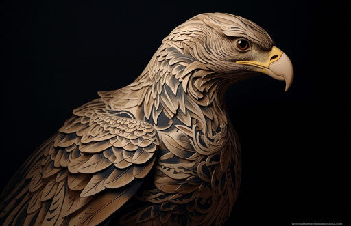 Golden eagle ink tattoo, light beige and navy design