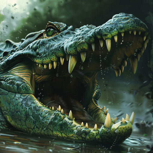 Crocodile with open jaws showing its teeth