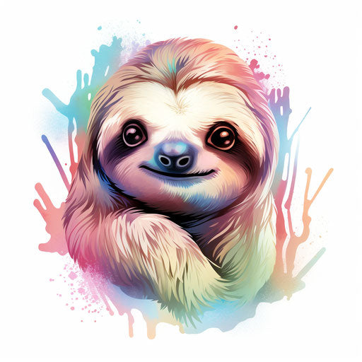 Sloth clipart in Pastel Colors Art style, on white background