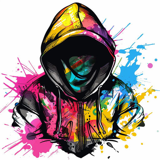 Urban clipart style flat tattoo sketch of street hood with graffiti