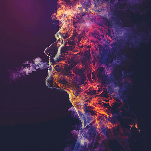 Breathing clipart in photorealistic style with a flat random background, high contrast and saturated hues