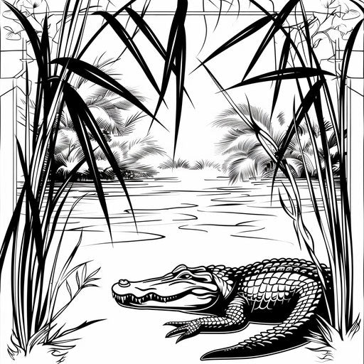 African river scene with crocodiles as tattoo