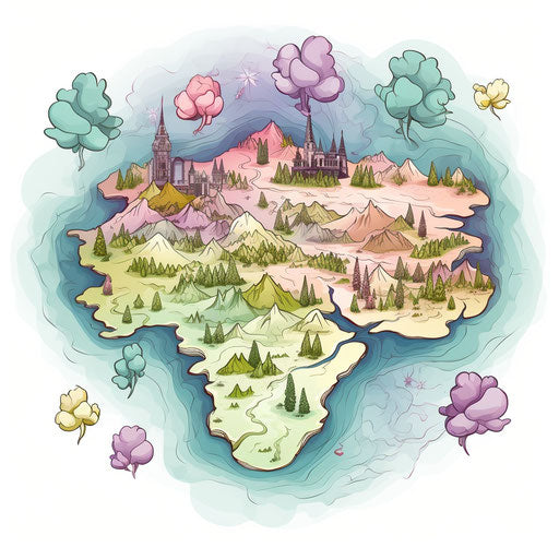 Map clipart in Pastel Colors Art style, on white background