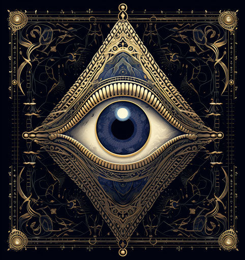 The all-seeing eye depicted as circular ornate pattern