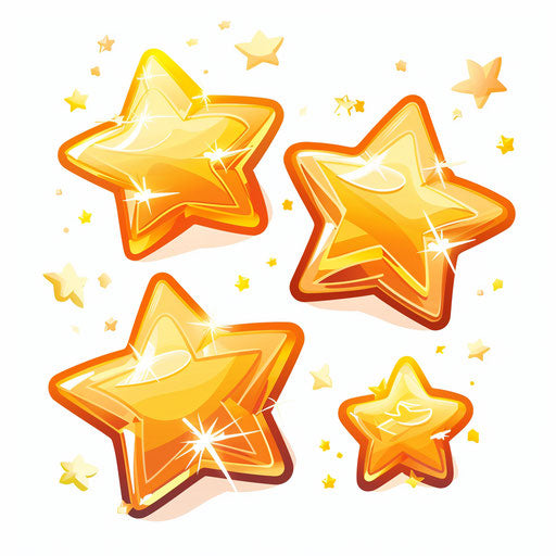 Three golden shining stars on a white background