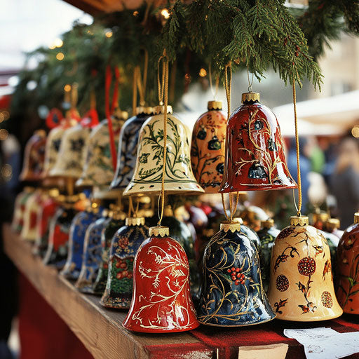 Hand-painted Christmas bells with artisanal designs