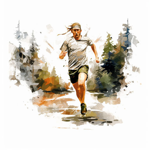 Jogging illustration in the style of Impressionistic Art, on white background