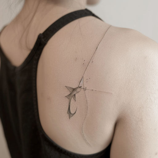 Fishing line with hooked fish