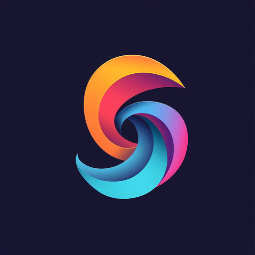 Modern, vibrant creative logo design with a sleek background, colorful tones