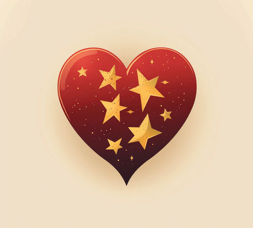 Red heart with golden stars inside