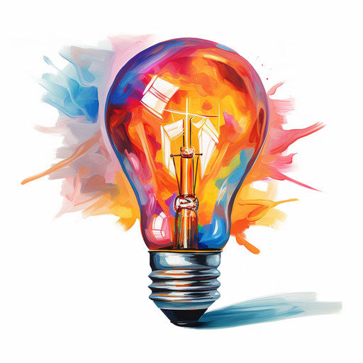 Graphic lightbulb in oil painting style