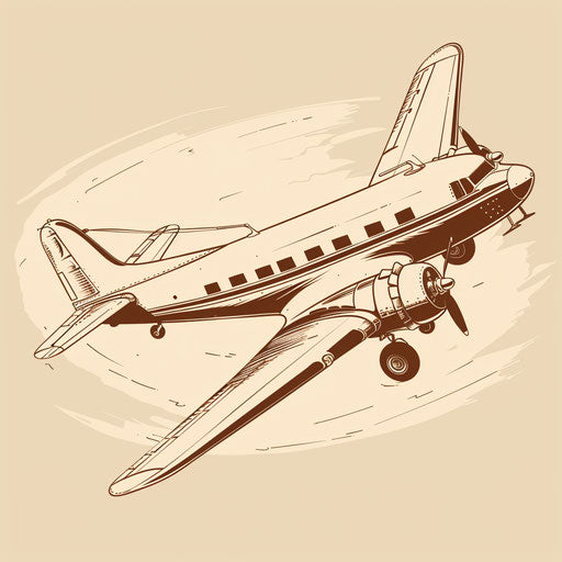 Nostalgic sketch of a 1930s passenger plane