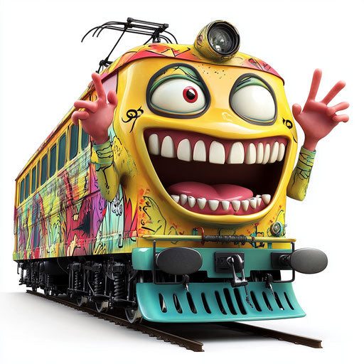 Unique Train Caricature Clipart Art Pieces