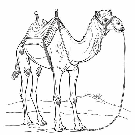 Majestic camel with saddle and reins