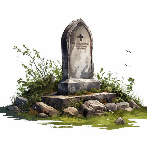 Gravestone illustration in the style of oil painting