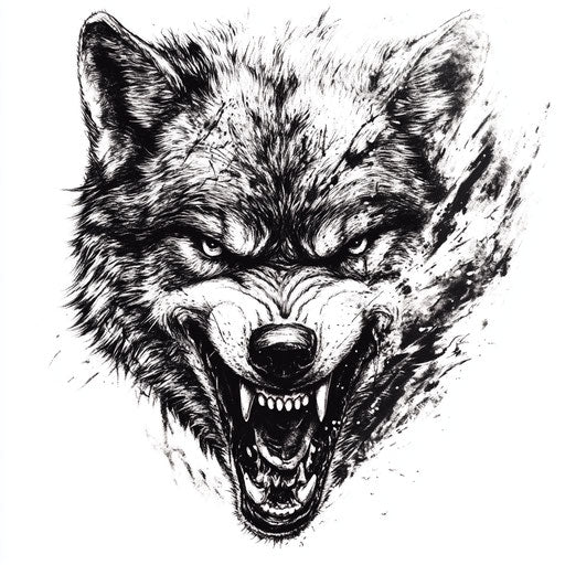 Flat tattoo sketch of a wolf for men