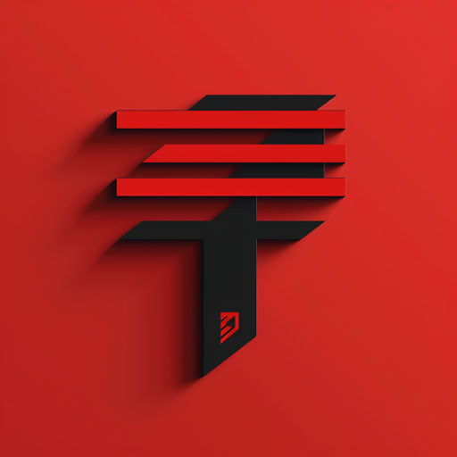 Bold logo design with strong typography on red background