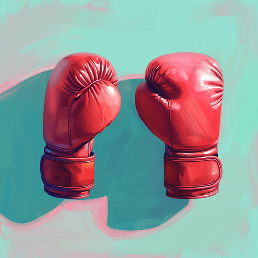 Boxing gloves in photo realistic style with a flat random background