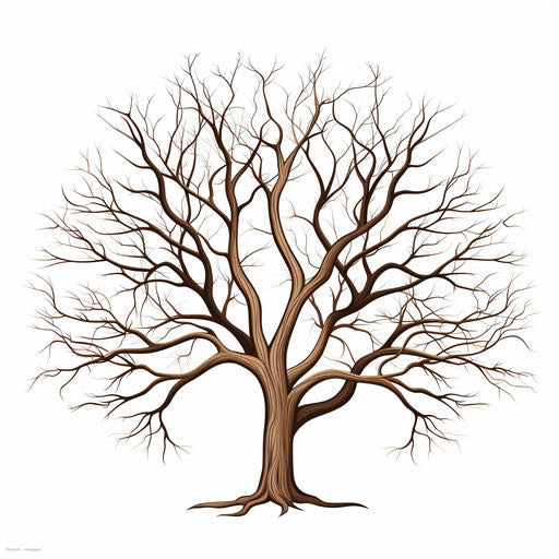 Bare tree in Minimalist style on white background