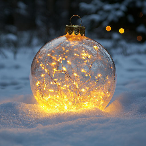 Luminous Christmas ball in the snow