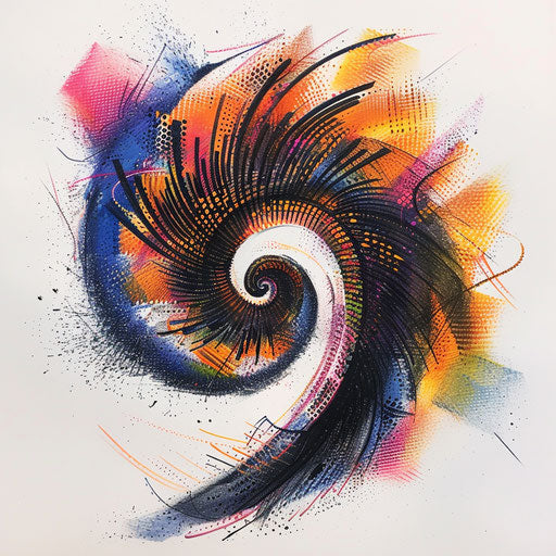 Expressionist tattoo sketch of a Fibonacci pattern