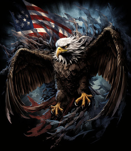Eagle with American flag, supernatural creature, ratcore