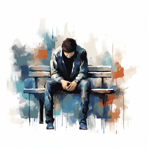 Depression clipart in the style of Impressionistic Art, on a white background