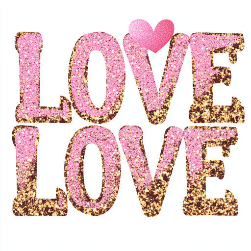 Leopard print with pink glitter and the word "LOVE"