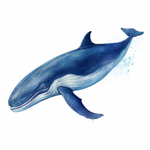Blue whale clipart in the style of Chiaroscuro Art