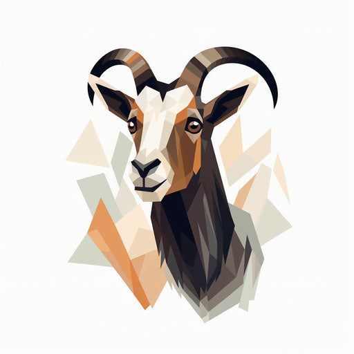 Minimalist goat illustration on white background