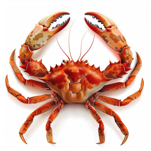 Crab clipart in a photo-realistic style on flat white background