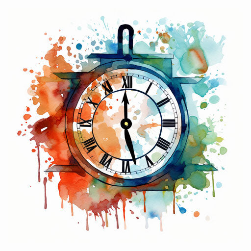 2024 New Year Clip Art in the Impressionistic Art Style, on a White Background