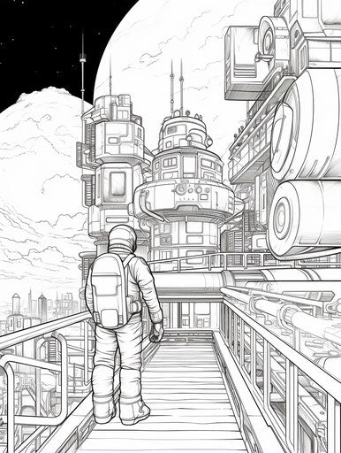 Space station astronaut, comic art style, captivating, rtx on, 3:4