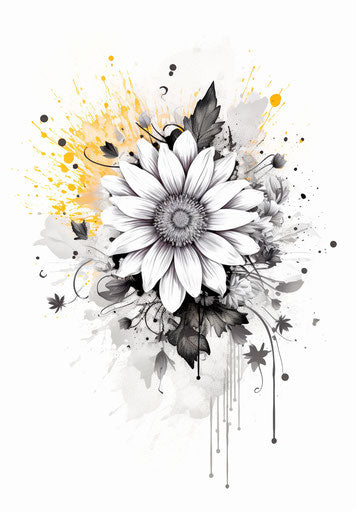 Mandala and floral design, light white and light black style