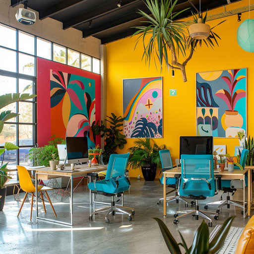 Creative coworking space with vibrant colors