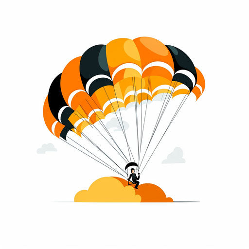 Minimalist style parachute clipart on white background