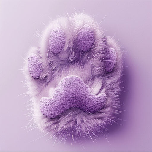 Cat paw clipart on flat soft lavender background