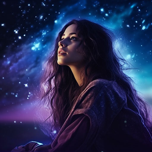Girl looking through the stars