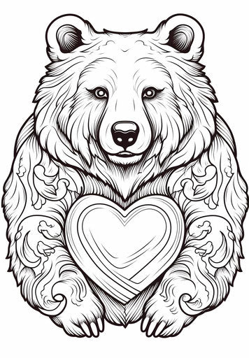 bear with heart on heart coloring pages