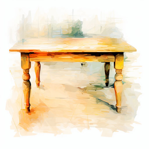 Clipart table in the style of Impressionistic Art