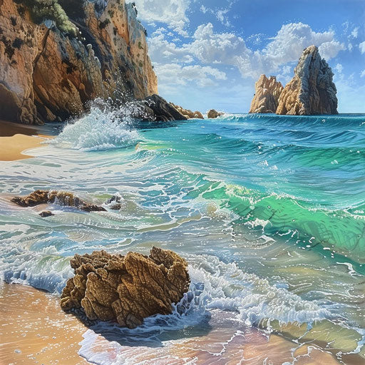 Clear, turquoise wave at Praia da Rocha, Clark Little style