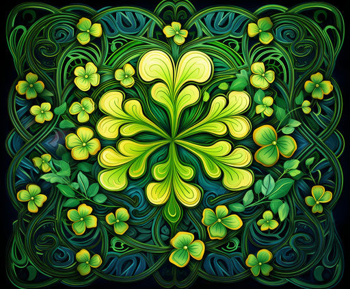 Celtic clover, absinthe culture style, intertwined networks